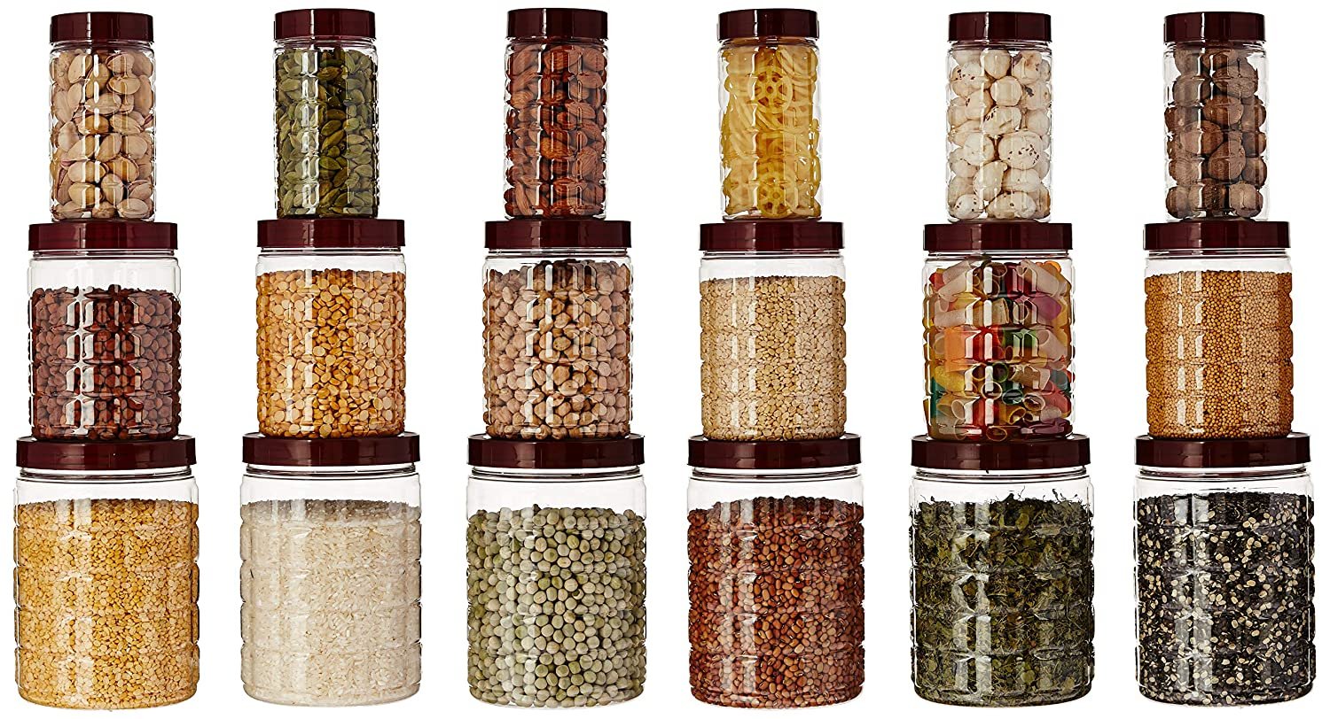 Kitchendesigner Solimo Checkered Jar Set of 18
