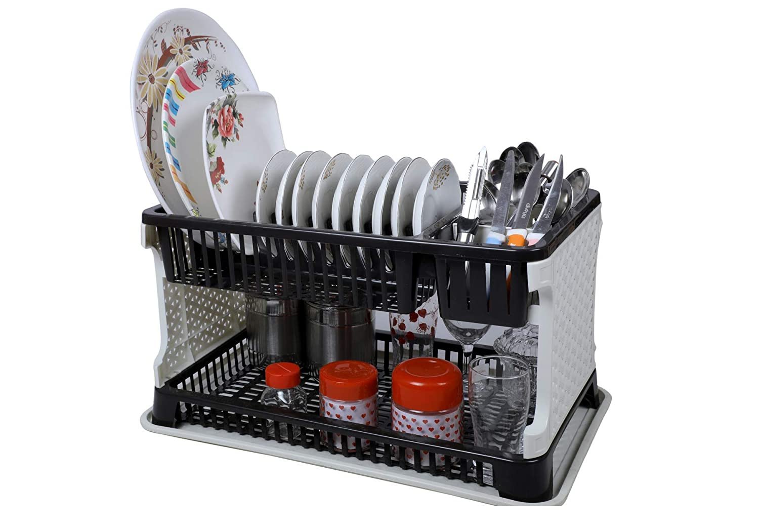Kitchendesigner Organizer Rack with Water Storing Tray (Black)
