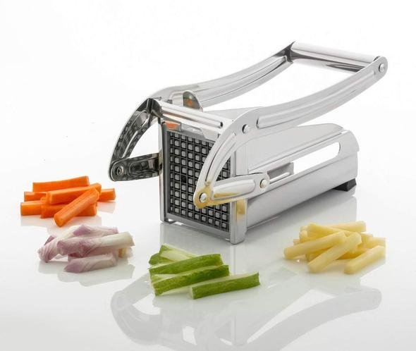 Qualimate French Fries Cutter Machine Potato Slicer for Chips Strip Chopper Kitchen Accessories Items Stainless Steel