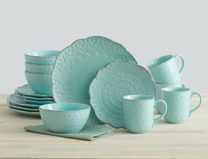Jars Tourron Sea Blue 16-Piece Dinnerware Set.