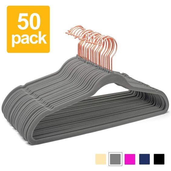 Space-Saving Closet Hangers with Black Swivel Hooks - Functional Non-Flocked Hangers
